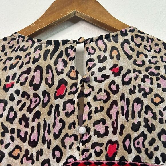 Blink London Joelle Leopard Peasant Blouse Multicolor Women’s Size M - Picture 9 of 15